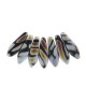 Czech Glass Daggers beads 5x16mm Jet marea stripes matted